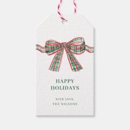 Kerst Rood Groen Geplaagd Bow Christmas Gift Tags Cadeaulabel
