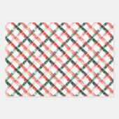 Kerst Rood Groen Geplaagd Patroon Inpakpapier (Voorkant 2)