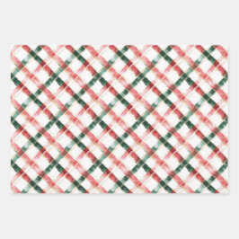 Kerst Rood Groen Geplaagd Patroon Inpakpapier Vel