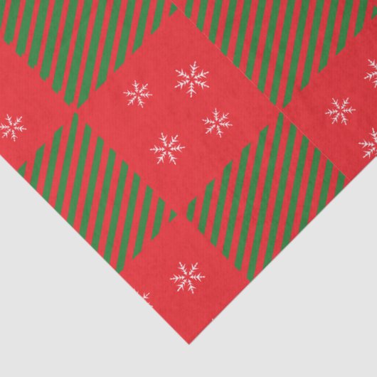 Kerst Rood Groen Geplaagd Patroon Sneeuwvlokken Tissuepapier (Detail)