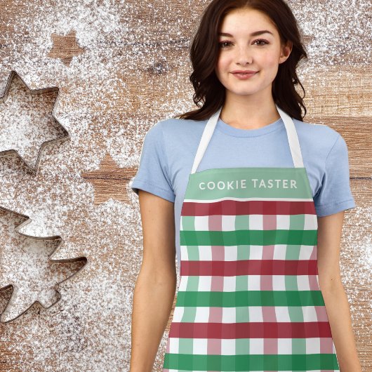 Kerst rood groen geplakt gepersonaliseerde matchin schort