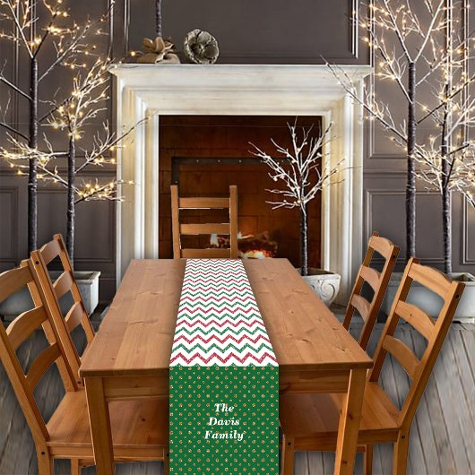 Kerst Rood Groen Glitter Candy Cane Aangepaste Naa Korte Tafelloper