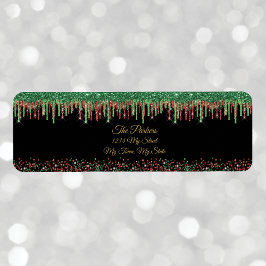 Kerst Rood Groen Glitter Dripping Zwart Glam Etiket
