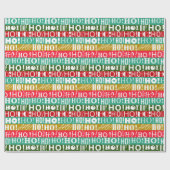 Kerst Rood Groen Goud HO! HO! HO! Stripes Cadeaupapier (Vlak)