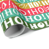 Kerst Rood Groen Goud HO! HO! HO! Stripes Cadeaupapier (Rol Hoek)