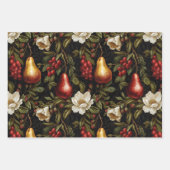 Kerst Rood Groen Goud Ornamenten Inpakpapier Vel (Voorkant 2)