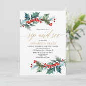 Kerst rood groen goud sip zie meet greet kaart (Staand voorkant)