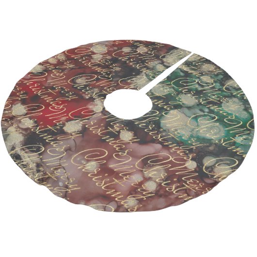 Kerst Rood Groen Goud Swirls Kerstboom Rok (Gekanteld)