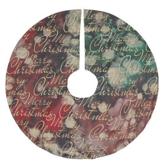 Kerst Rood Groen Goud Swirls Kerstboom Rok (Voorkant)