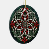 Kerst Rood Groen Keltische knoop Keramisch Ornament (Rechts)
