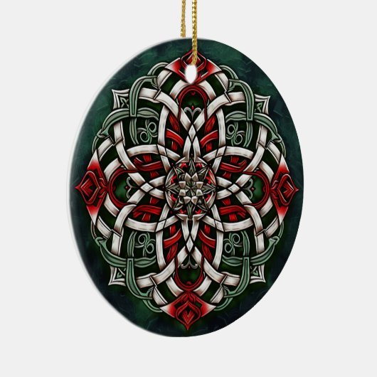 Kerst Rood Groen Keltische knoop Keramisch Ornament (Rechts)