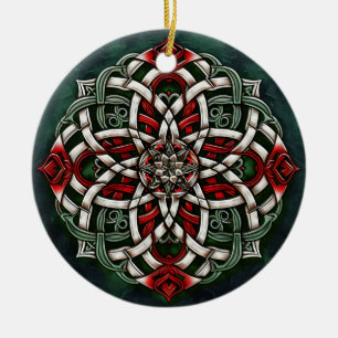 Kerst Rood Groen Keltische knoop Keramisch Ornament