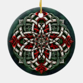 Kerst Rood Groen Keltische knoop Keramisch Ornament (Achterkant)