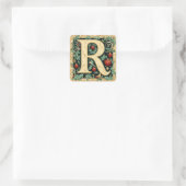 Kerst rood & groen letter R: feestelijke elegantie Vierkante Sticker (Tas)