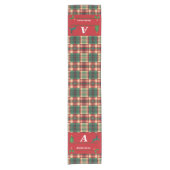 Kerst Rood Groen Plaid Aangepast Monogram & Naam Korte Tafelloper (Voorkant)
