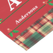 Kerst Rood Groen Plaid Aangepast Monogram & Naam Korte Tafelloper (Hoek)