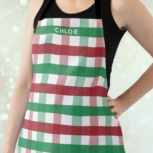 Kerst Rood Groen Plaid Gepersonaliseerde naam Scha Schort