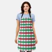 Kerst Rood Groen Plaid Gepersonaliseerde naam Scha Schort (Gedragen)