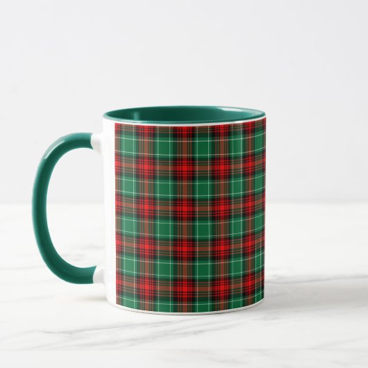 Kerst Rood Groen Plaid Koffie Mok (Links)