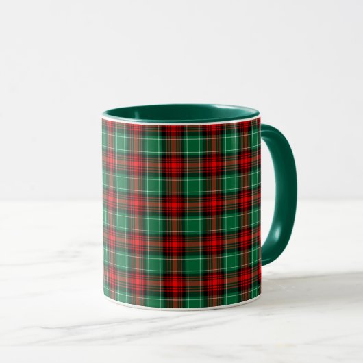 Kerst Rood Groen Plaid Koffie Mok (Voorkant rechts)