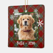 Kerst rood groen plaid sneeuwvlokken Dog keepsake Keramisch Ornament (Links)
