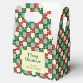 Kerst rood groen puzzel stuk geometrisch bedankdoosjes (Geopend)