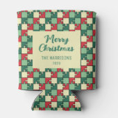 Kerst rood groen puzzel stuk geometrisch blikjeskoeler (Achterkant)