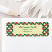 Kerst rood groen puzzel stuk geometrisch etiket (Insitu)