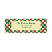 Kerst rood groen puzzel stuk geometrisch etiket (Voorkant)