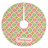 Kerst Rood Groen Quilted Star Tree Rok Kerstboom Rok (Voorkant)