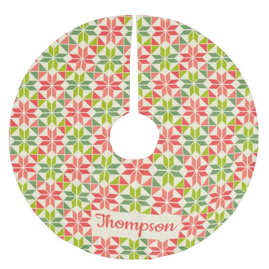 Kerst Rood Groen Quilted Star Tree Rok Kerstboom Rok (Voorkant)