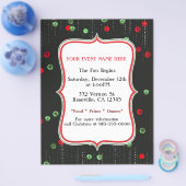 Kerst rood & groen sequins feest flyer (Enkel)