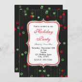 Kerst Rood & Groen Sequins Vakantie Uitnodigingen (Voorkant / Achterkant)