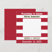 Kerst rood groen strepen twin Baby aankondiging (Voorkant / Achterkant)