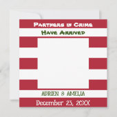 Kerst rood groen strepen twin Baby aankondiging (Voorkant)