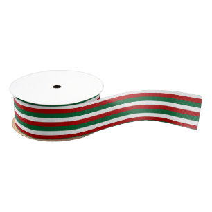 Kerst rood, groen & wit gestreept grosgrain lint