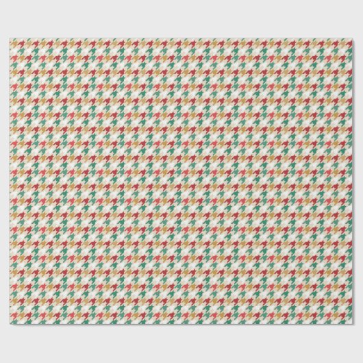 Kerst Rood Groen Wit Houndstooth Patroon Cadeaupapier (Vlak)