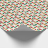 Kerst Rood Groen Wit Houndstooth Patroon Cadeaupapier (Hoek)