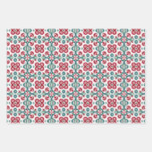Kerst rood, groen & wit patroon inpakpapier vel (Voorkant 3)