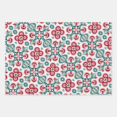 Kerst rood, groen & wit patroon inpakpapier vel (Voorkant)