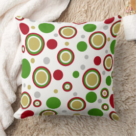 Kerst Rood Groen Zilver Goud Polka Dots Kussen