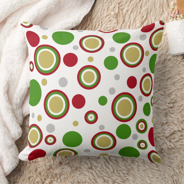 Kerst Rood Groen Zilver Goud Polka Dots Kussen (Deken)
