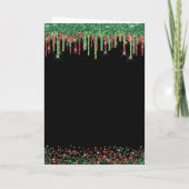Kerst Rood Groen & Zwart Glam Glitter Dripping Feestdagen Kaart (Achterkant)