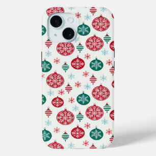 Kerst Rood Groene Bells Baubles Sneeuwvlok iPhone 15 Case