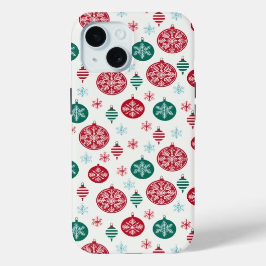 Kerst Rood Groene Bells Baubles Sneeuwvlok Case-Mate iPhone Case (Achterkant)