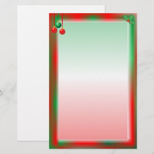 Kerst Rood/Groene Grens Briefpapier (Voorkant / Achterkant)