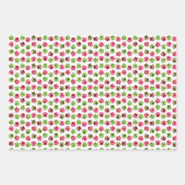 Kerst Rood Groene Hond Poot & Vakantie Iconen Inpakpapier Vel