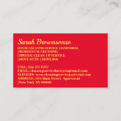 Kerst Rood Janitorial Lady Cartoon Schoonmaken Visitekaartje (Achterkant)