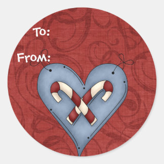Kerst Rood Land Hart Gift Naam Tags Ronde Sticker