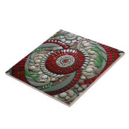 Kerst rood marmeren cirkel patroon tegeltje